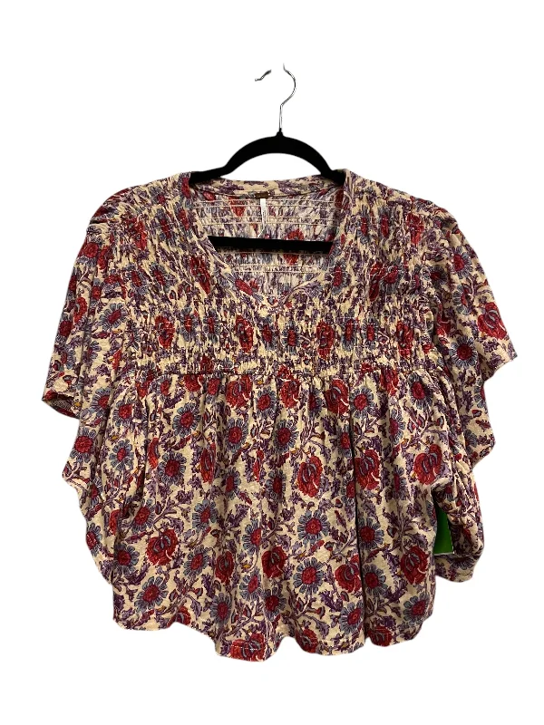 Top Short Sleeve By Free People In Floral Print, Size: M Minimalist Men's Casual 