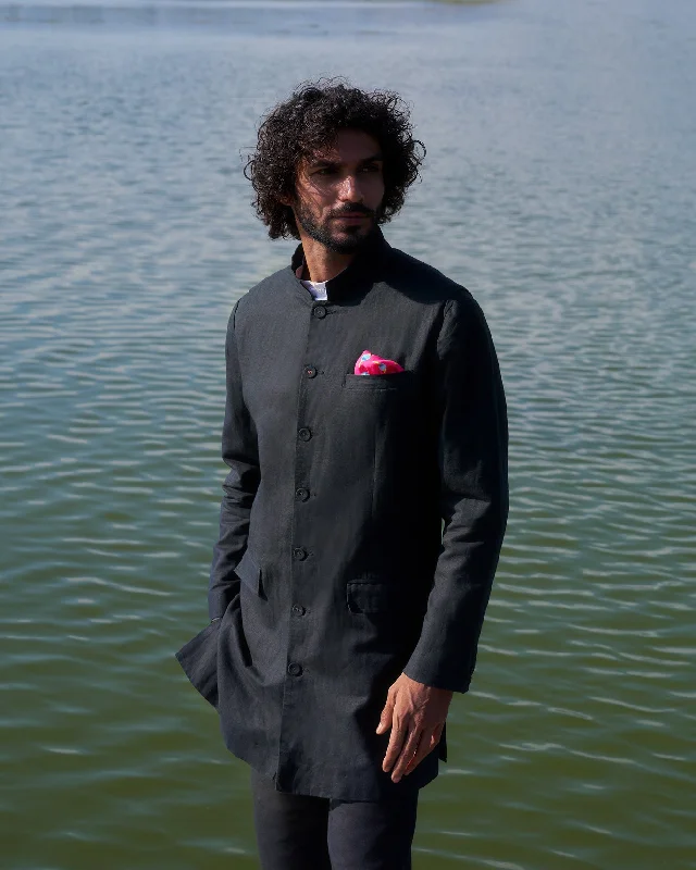 Negombo Bandhgala - Black Elegant Men's Cashmere