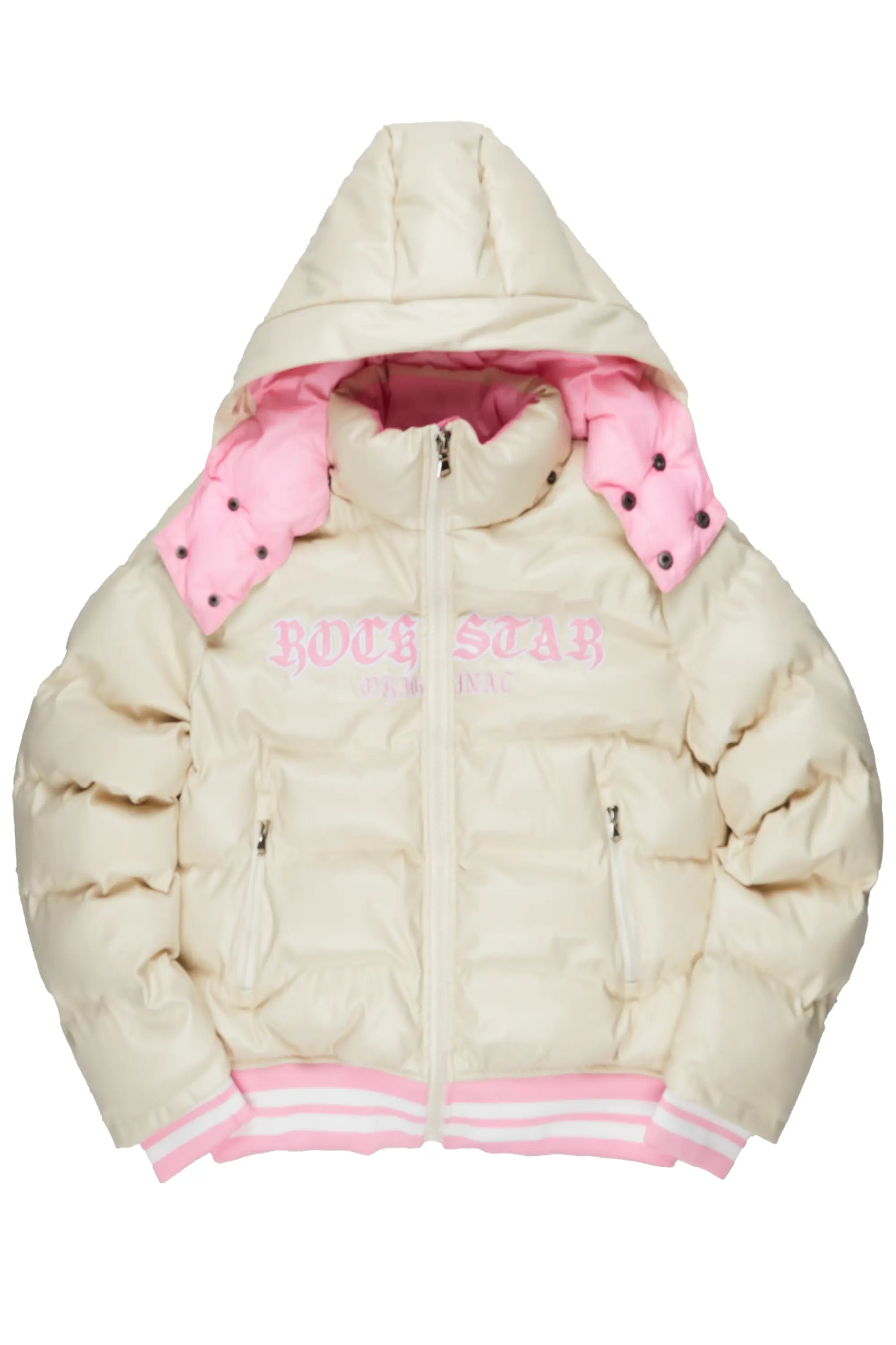 Miss Beige Puffer Jacket Trendy Men's Bucket