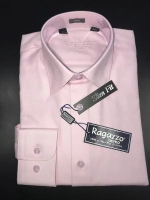 BOYS SLIM FIT DIAGONAL DRESS SHIRT - PINK Youthful Men's Pop