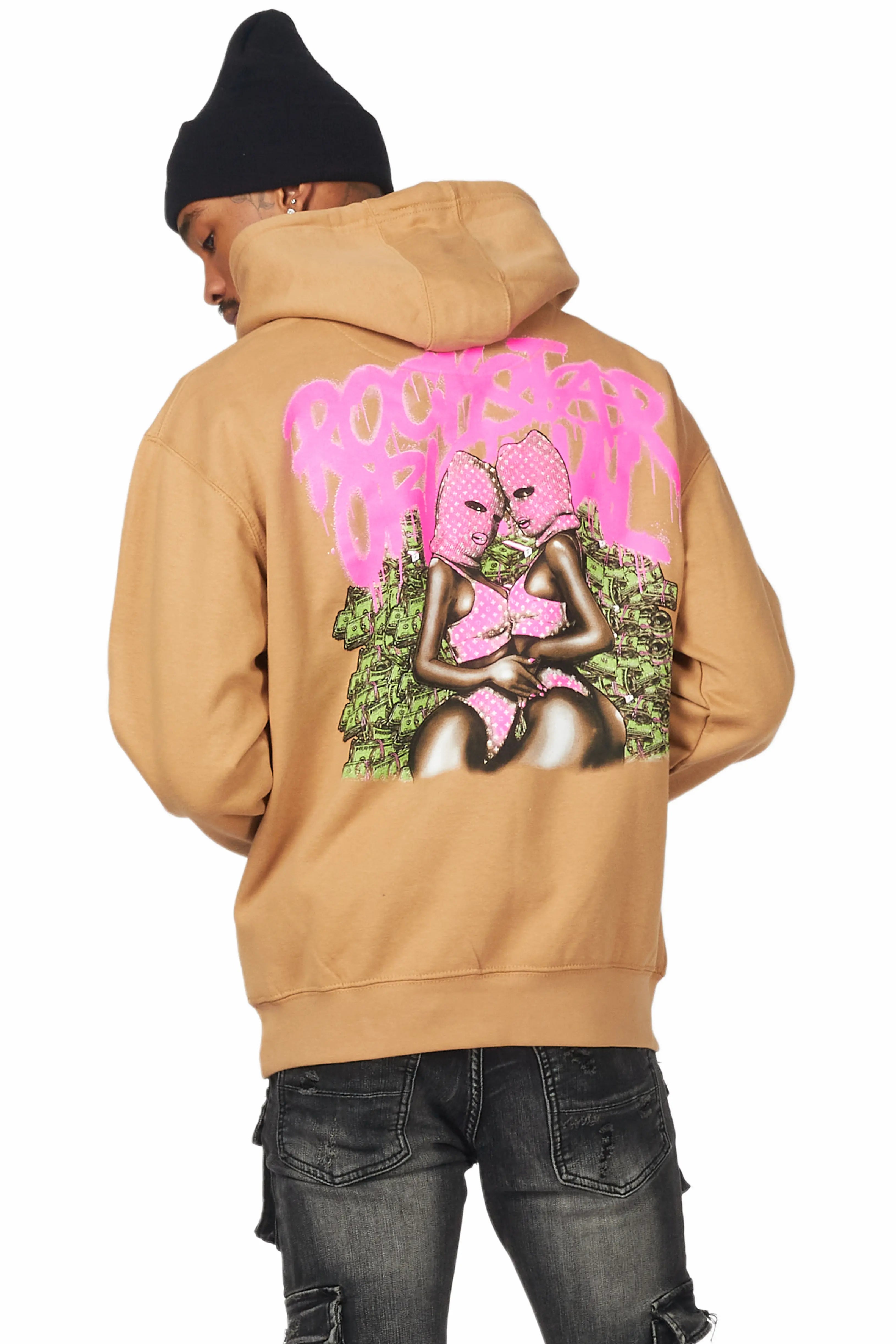 Badbich Beige Graphic Hoodie Vacation