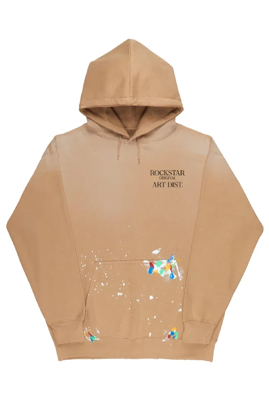 Make It Rain Beige Oversized Hoodie Vintage Men's 1970S Disco