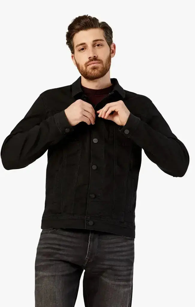 34 HERITAGE | Travis Jacket | Black Brushed Denim Modern Men's 