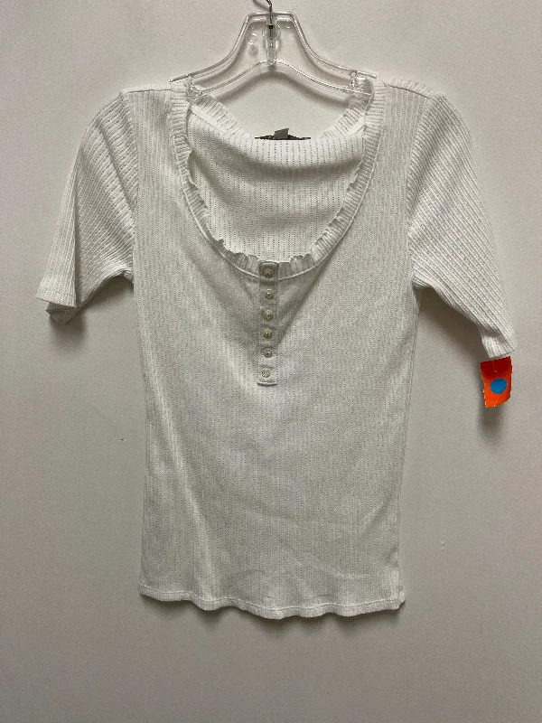 Top Short Sleeve By Loft In White, Size: M Vintage Men's 1970S Disco