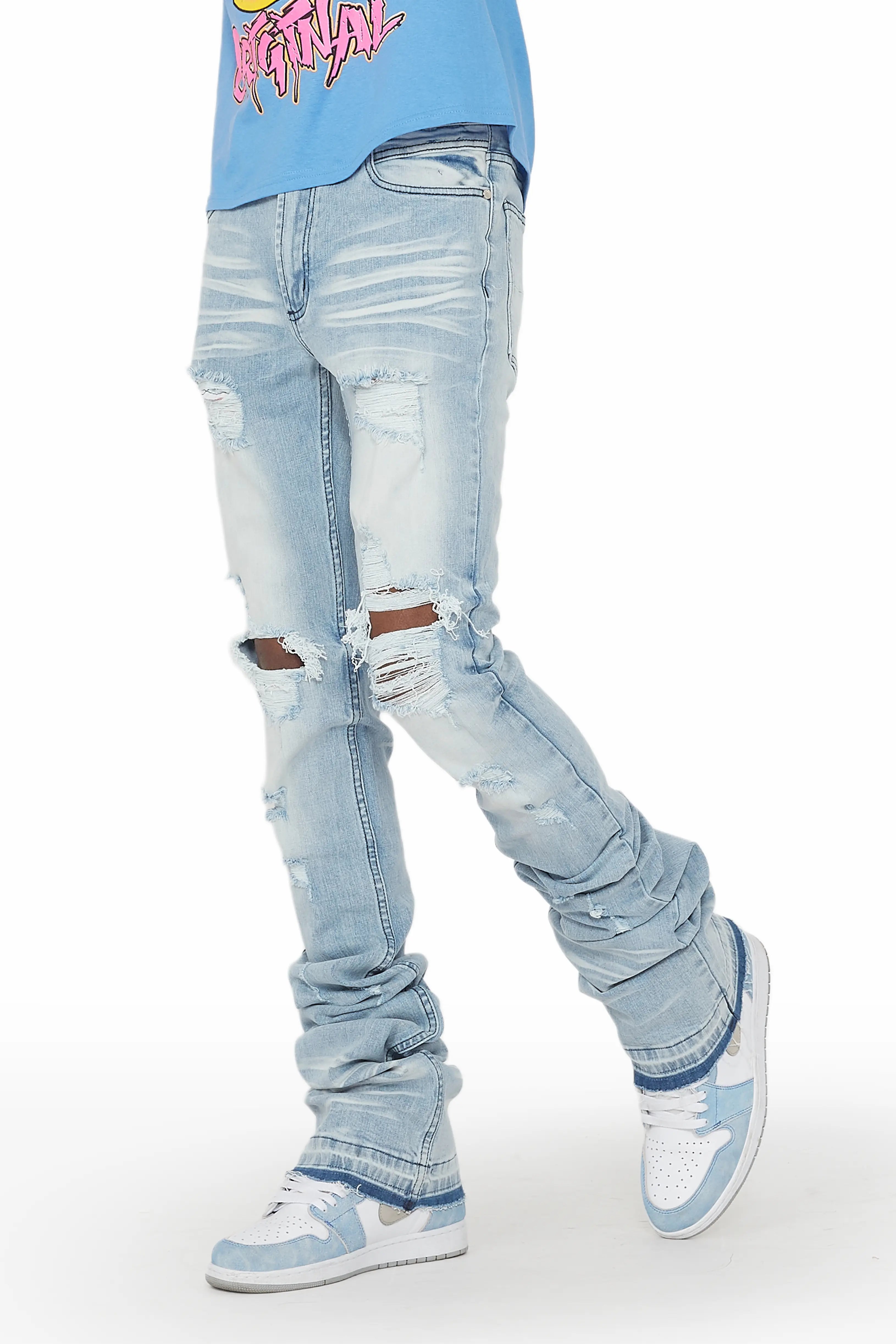 Jaiir Blue Super Stacked Jean Hip Men's Retro