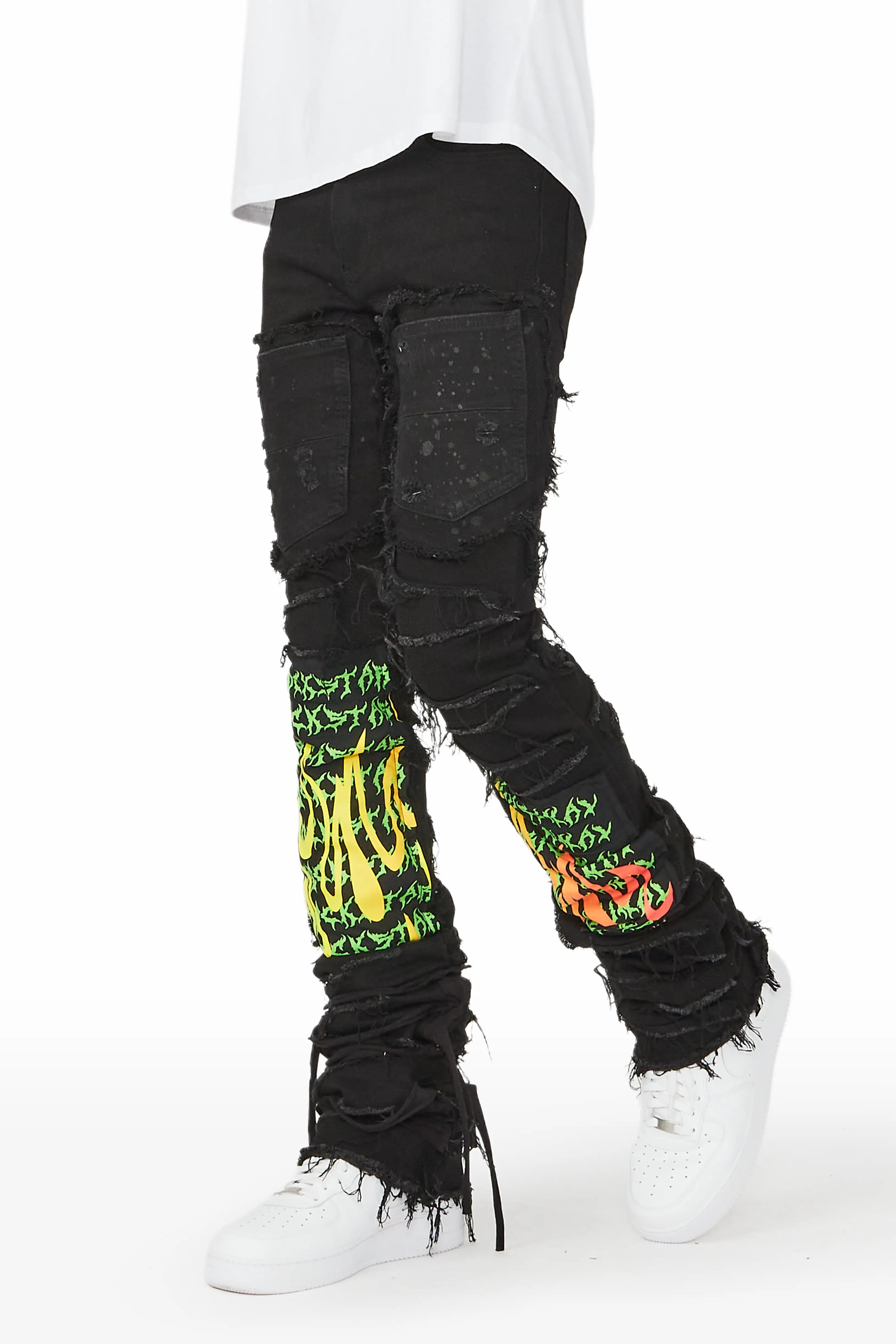 Kayce Black Super Stacked Flare Jean Laid