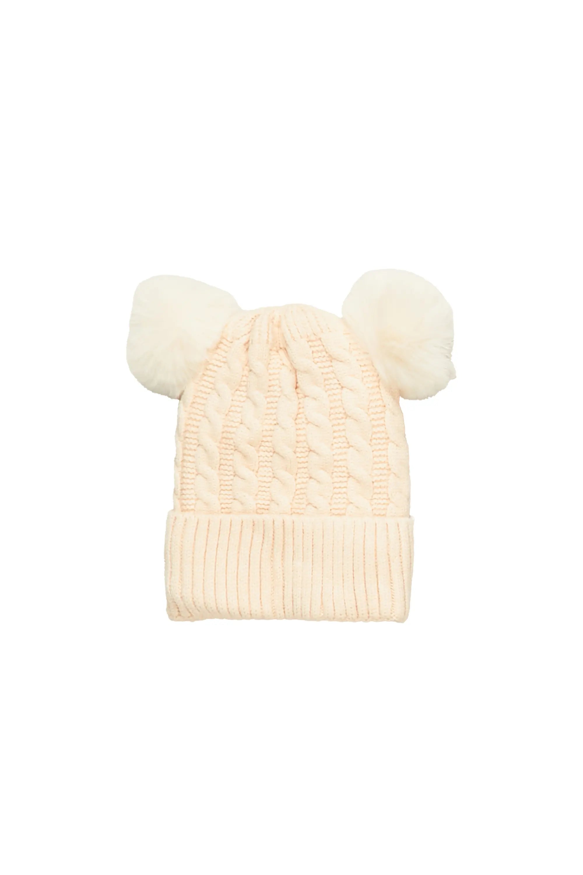 Girls Yara Cream Solid Pom Pom Beanie Monochromatic Office Style