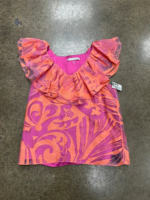 Top Short Sleeve By Trina Turk In Orange & Pink, Size: M Vacation