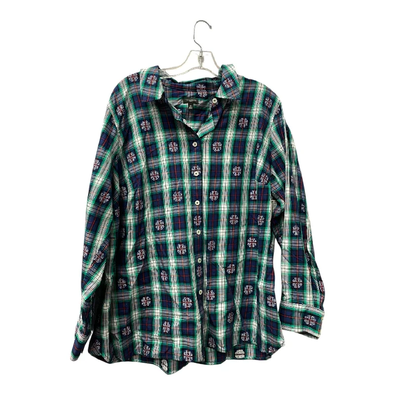 Top Ls By Talbots In Blue & Green, Size:2X Tough Men's Military