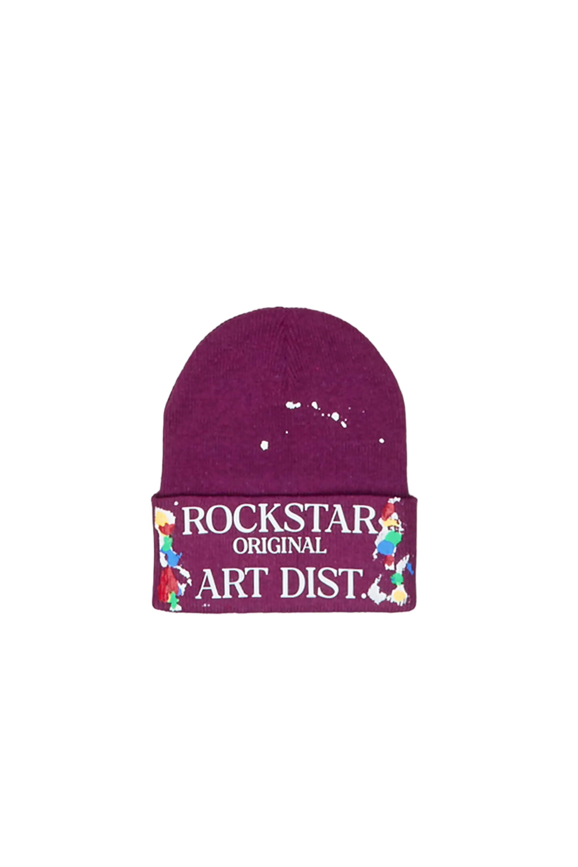 Boys Axelly Purple Graphic Beanie Casual Men's Loose