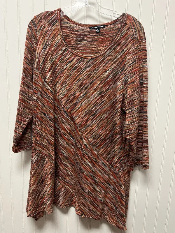 Top Long Sleeve By Zac And Rachel In Brown, Size: 2x Practical Men's Multi