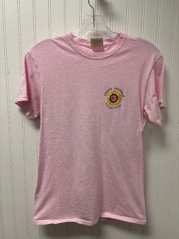 Top Short Sleeve By Simply Southern In Pink, Size: S Sophisticated Men's French