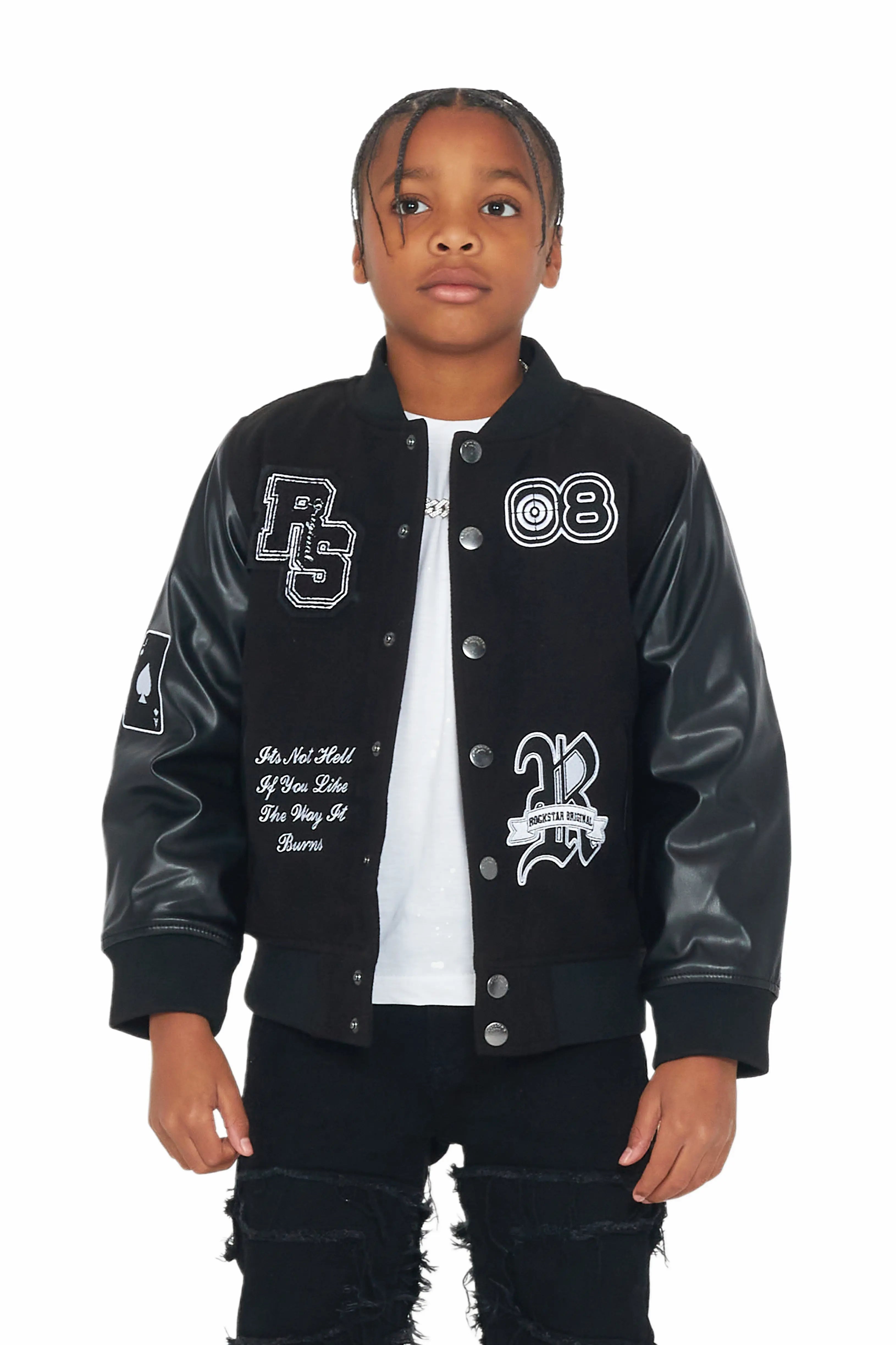 Boys Leaner Black Bomber Jacket Artistic Men's Avant