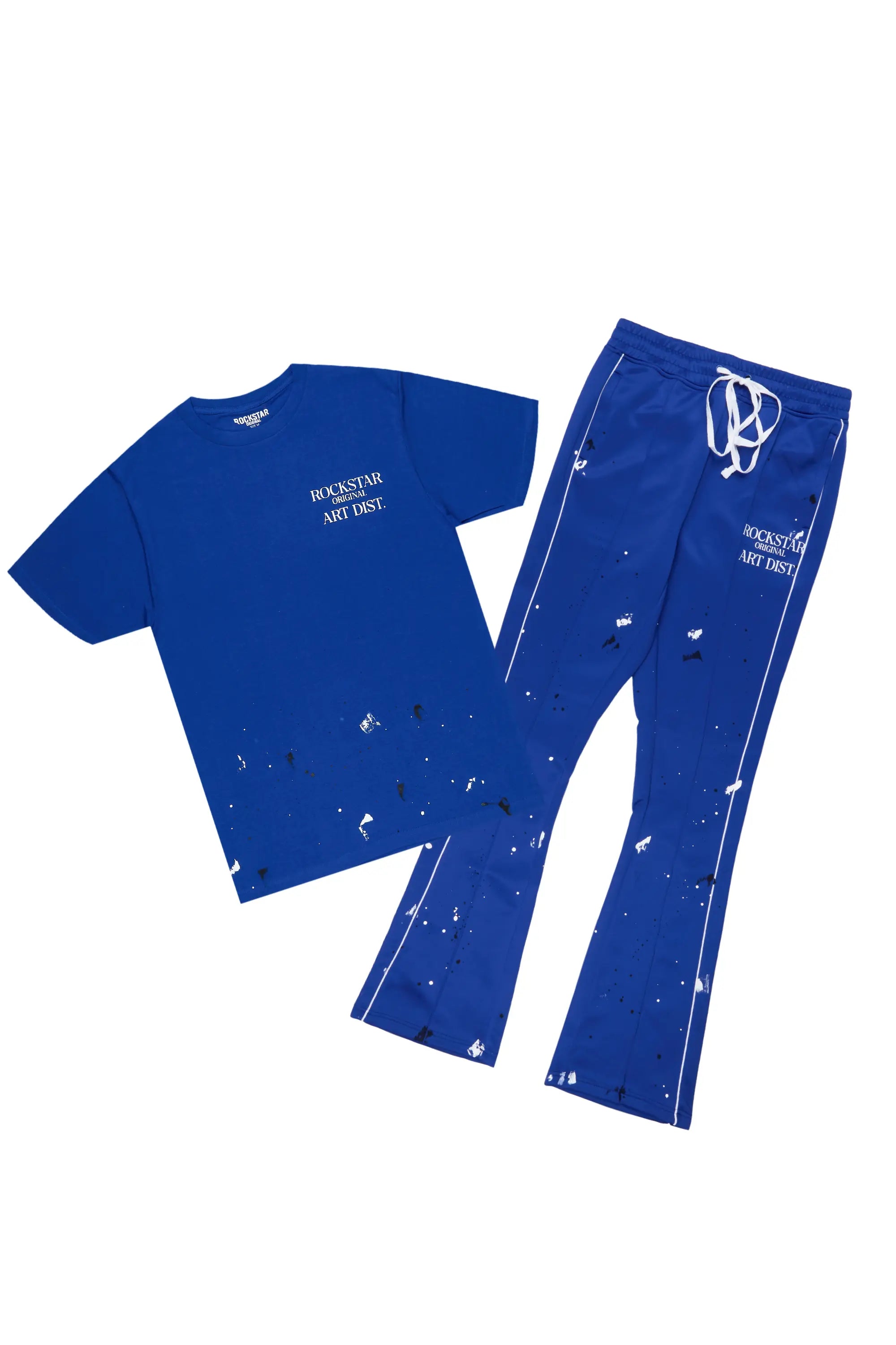 Jaco Royal Blue T-Shirt Flare Track Pant Set Stylish Men's Neon