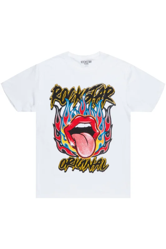 Henlix White Graphic T-Shirt Bohemian Men's Free