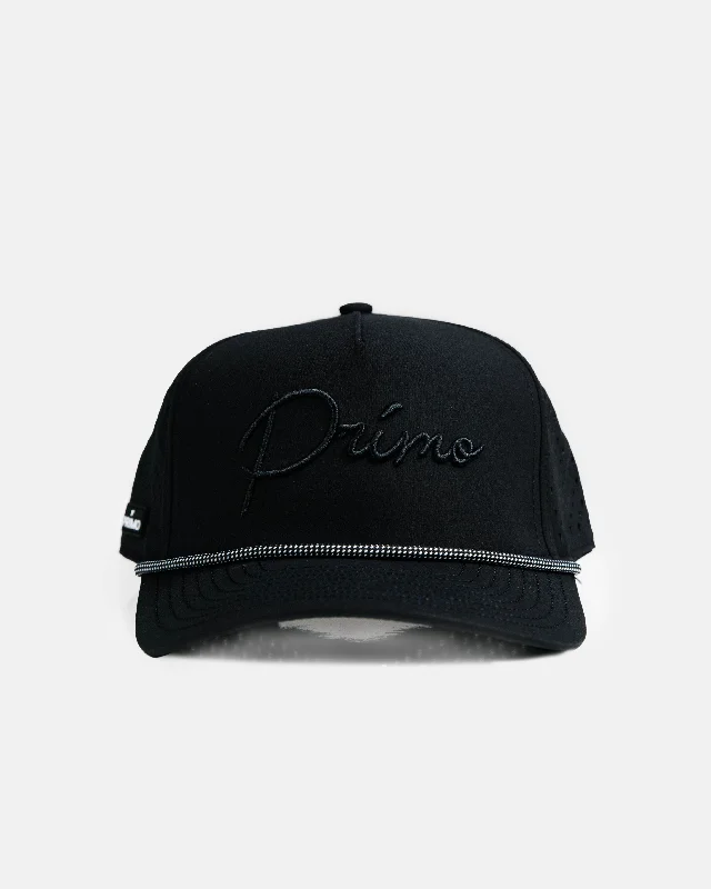 Black Monochrome Cursive Hat Refined Men's Hand