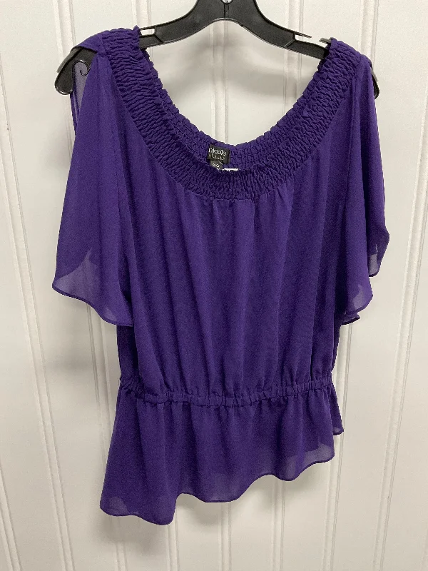 Top Short Sleeve By Nicole By Nicole Miller In Purple, Size: S Confident Men's Power