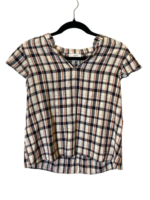 Top Short Sleeve By Loft In Plaid Pattern, Size: M Youthful Men's Anime