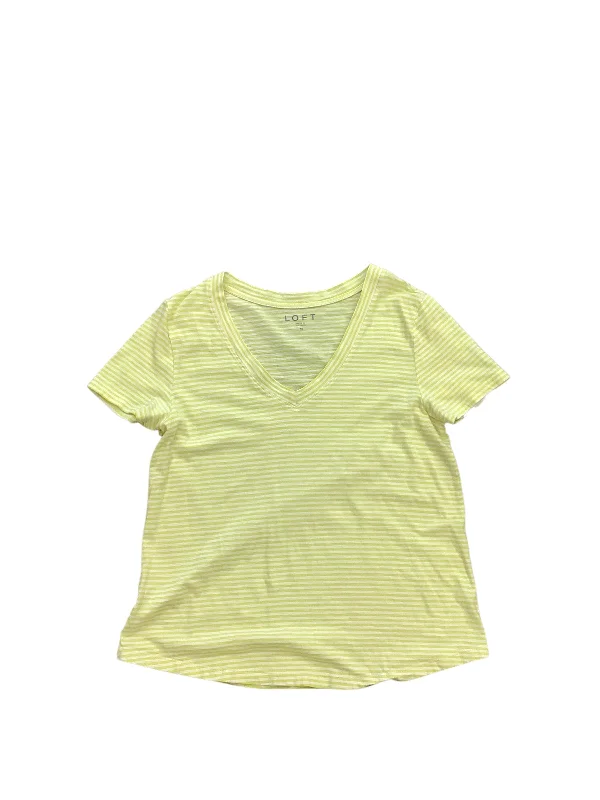 Top Short Sleeve Basic By Loft In White & Yellow, Size: M Youthful Men's Anime