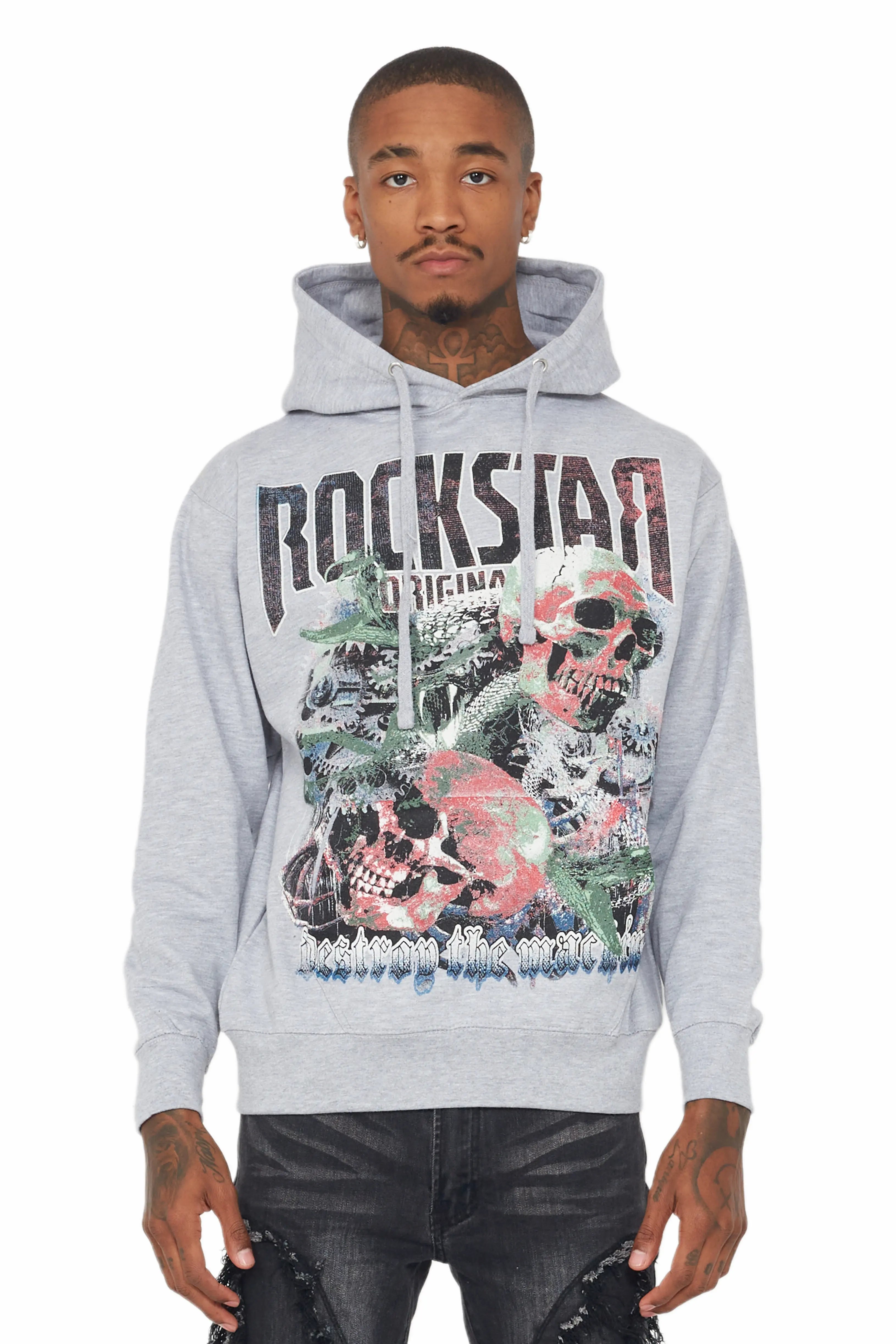 Argent Heather Grey Graphic Hoodie Street