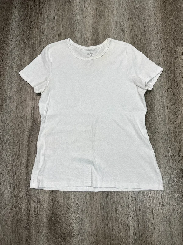 Top Short Sleeve Basic By Lands End In White, Size: L Monochromatic Office Style