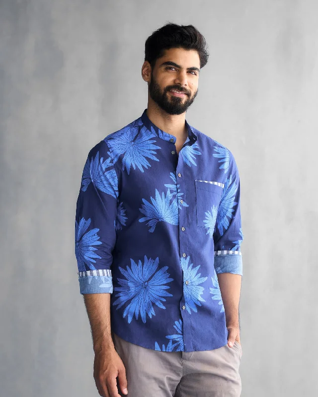 Myanmar Shirt - Navy Trendy Men's Oversized