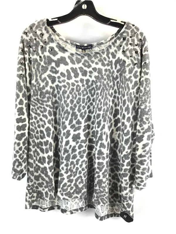 Top 3/4 Sleeve By Adrienne Vittadini In Animal Print, Size: 2x Refined Men's European