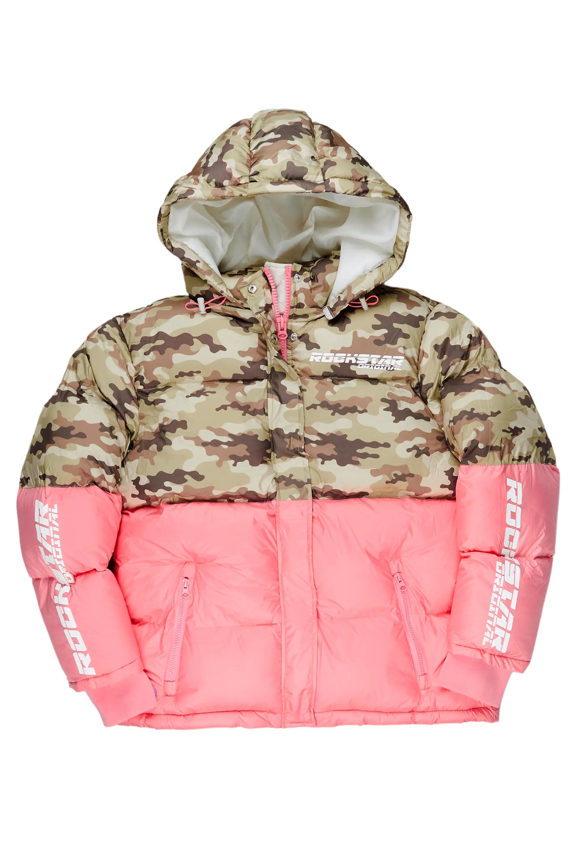 Jennay Pink/Camo Puffer Jacket Cozy Men's Winter