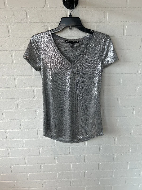 Top Short Sleeve Basic By White House Black Market In Silver, Size: Xxs Hip Men's Retro