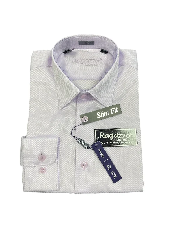 BOYS SLIM FIT BOX WEAVE DRESS SHIRT - LAVENDER Cool Men's Skate