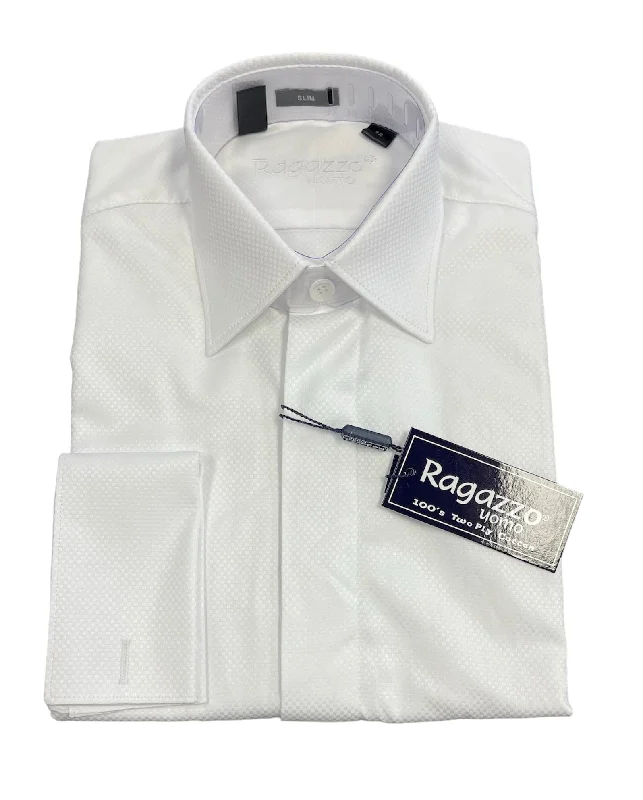 BOYS FRENCH CUFF DRESS SHIRT - WHITE Practical Men's Quick