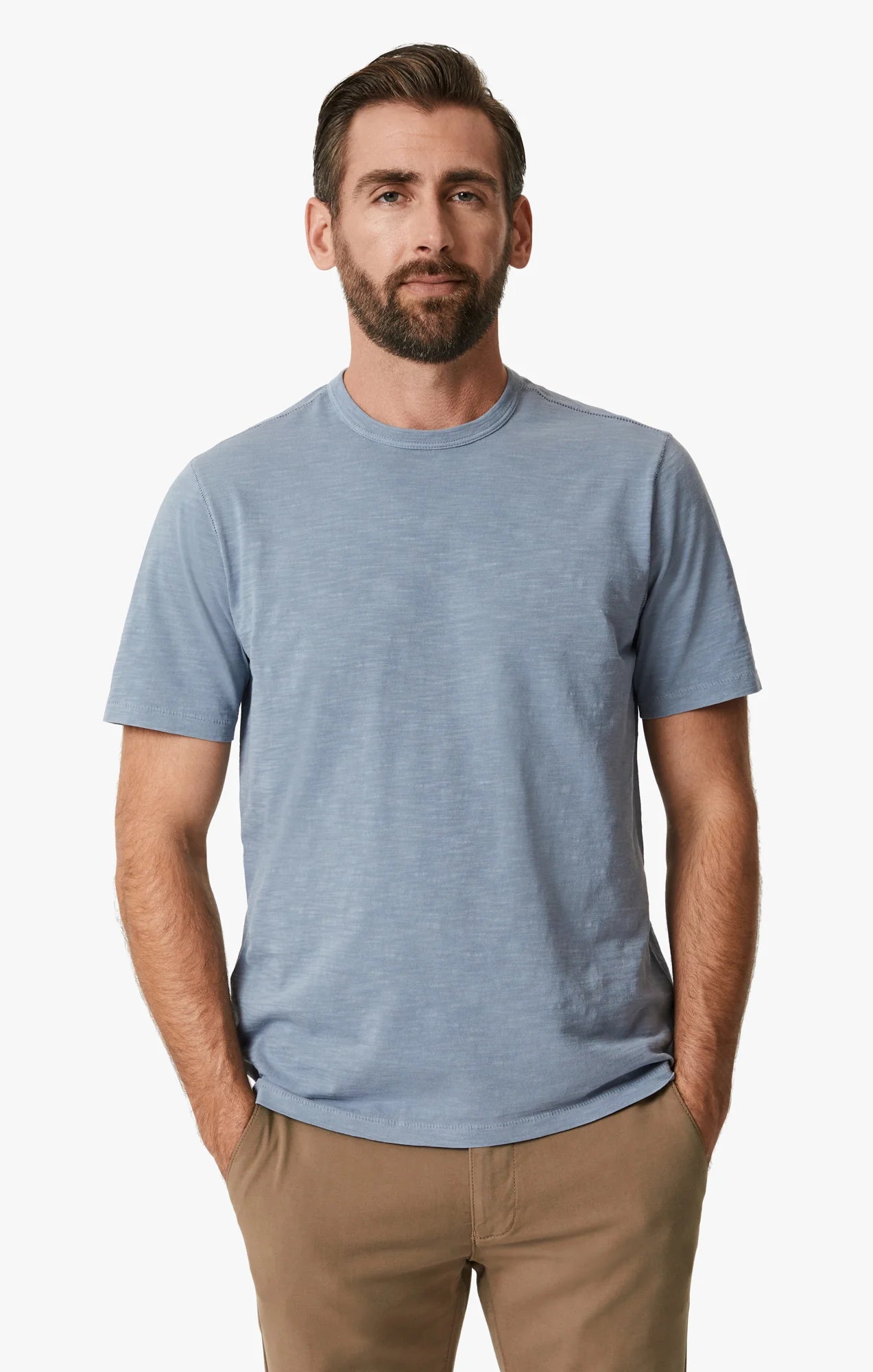 34 HERITAGE | Slub Crew Neck Tee | Vintage Indigo Relaxed Men's Beach