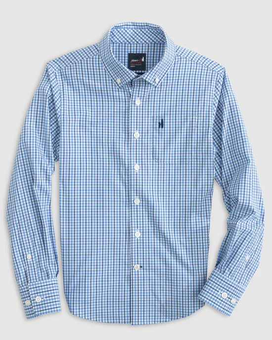 BOYS PERFORMANCE GINGHAM - BLUE Beach