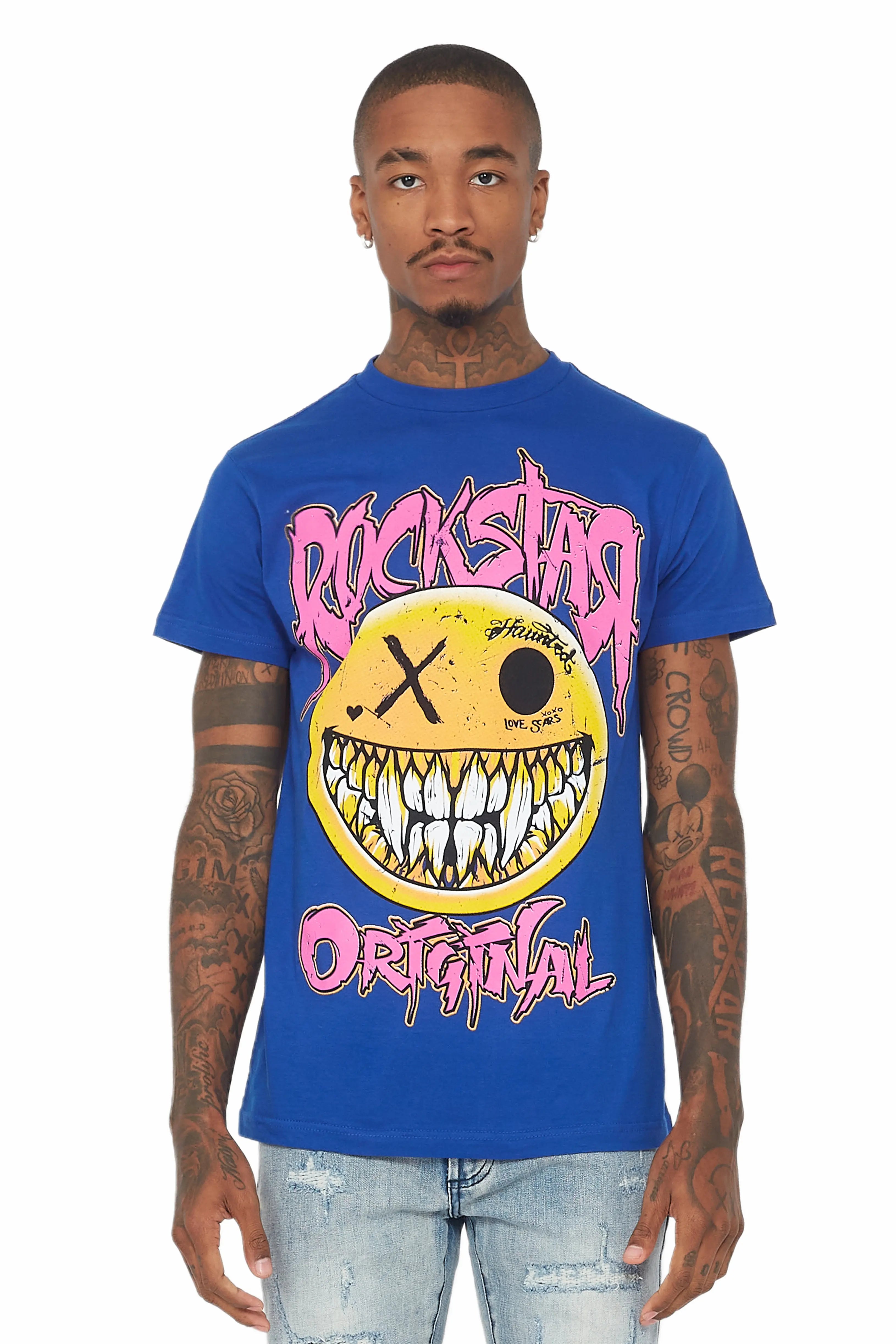 Fraust Royal Blue Graphic T-Shirt Stylish Men's Tropical 