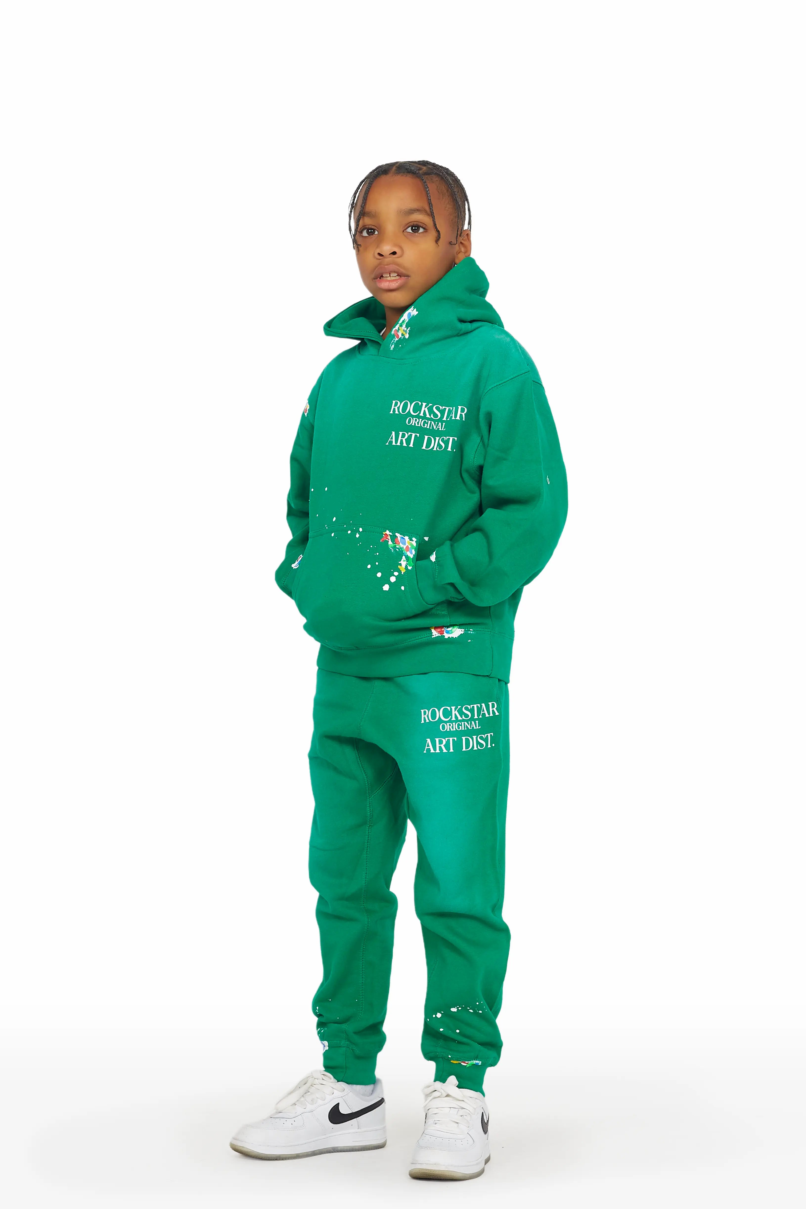 Boys Palmer Green Hoodie Track Set Cozy Men's Winter