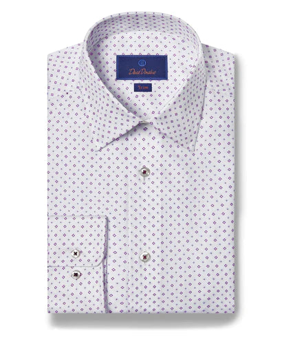 TRIM FIT 4/5 SHIRT - W/PURPLE Dapper Men's Bow