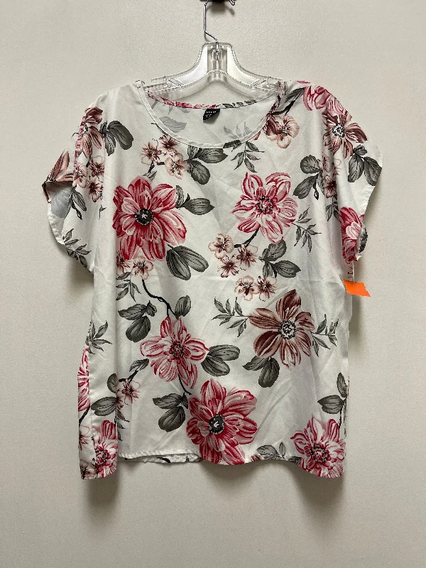 Top Short Sleeve By Shein In Floral Print, Size: Xl Beach