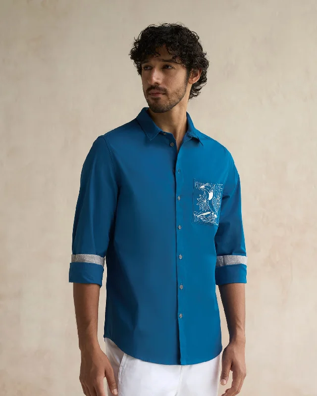 Musafir Pocket Shirt - Sapphire Elegant Men's Cashmere