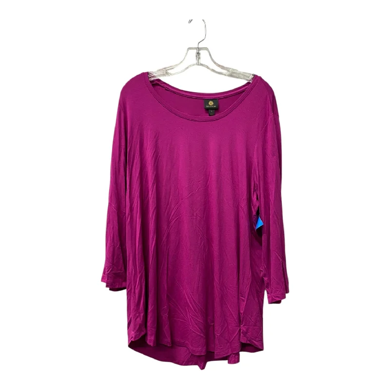 Top Ls By Jm Collections In Pink, Size:2X Monochromatic All