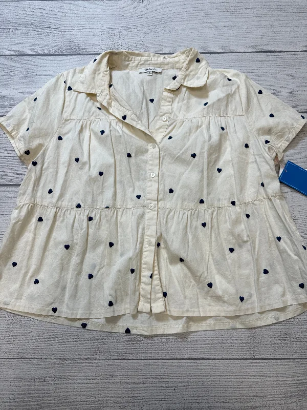 Top Short Sleeve By Madewell In Cream, Size: L Cool Men's Distressed