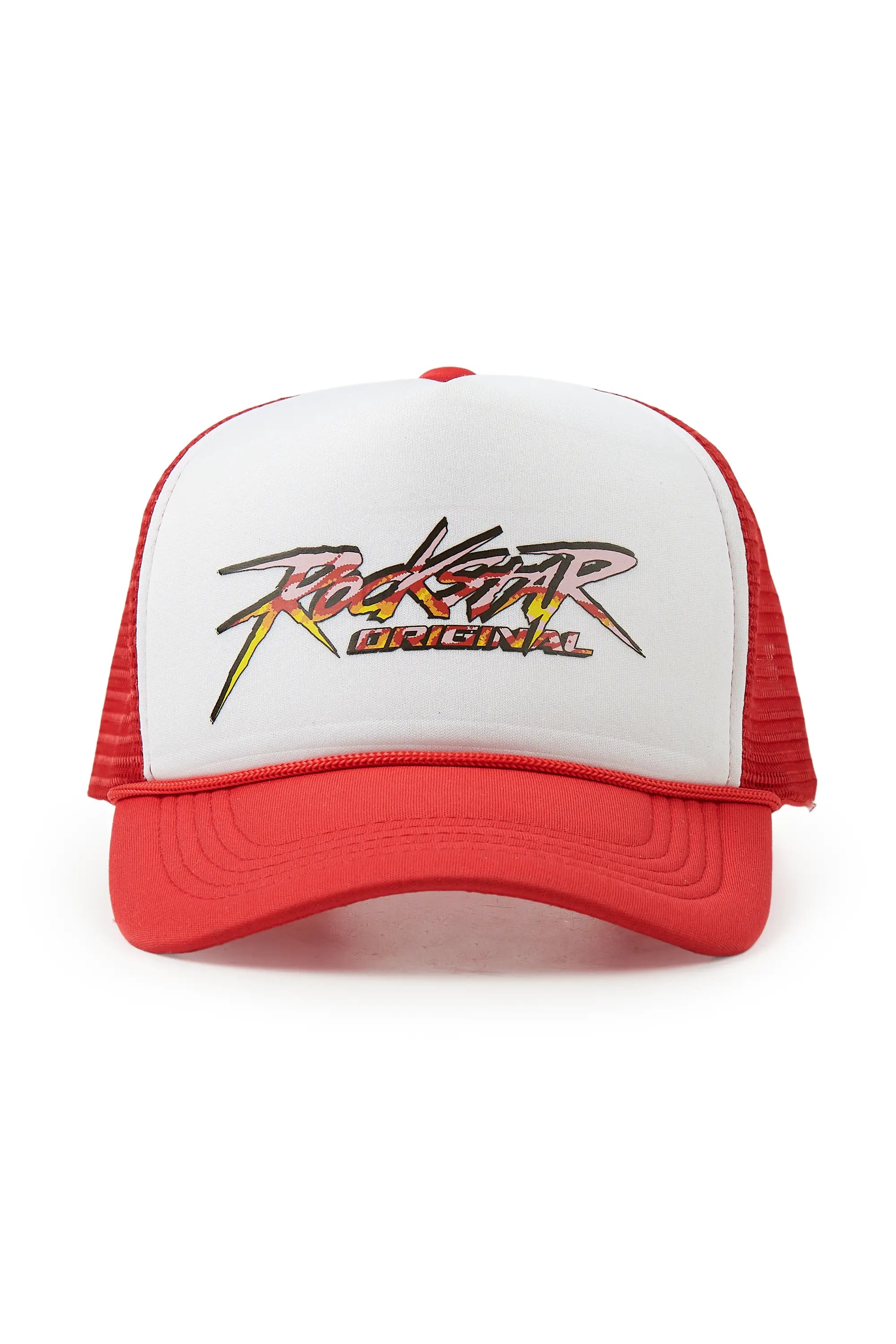 Kalliope White/Red Trucker Hat Elegant Men's Formal 