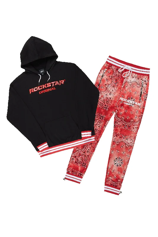 Boys Booker Red Graphic Hoodie Track Set Streetwear Style