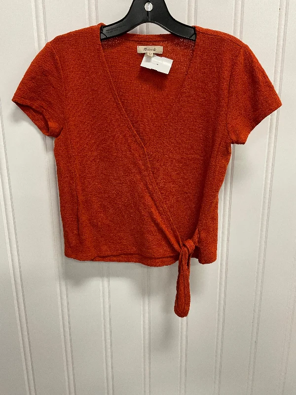 Top Short Sleeve By Madewell In Orange, Size: Xxs Refined Men's European