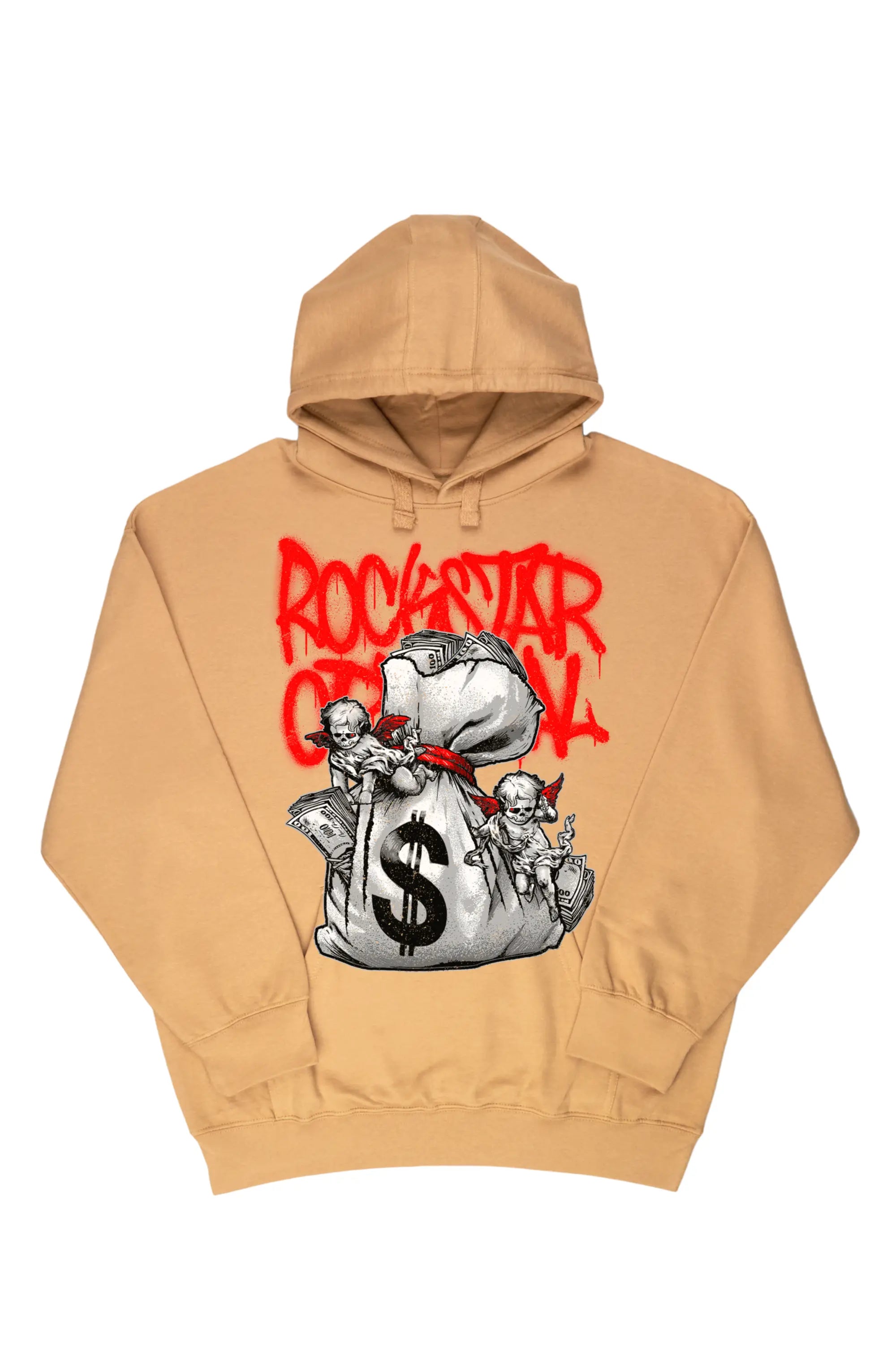 Spent Beige Graphic Hoodie Laid