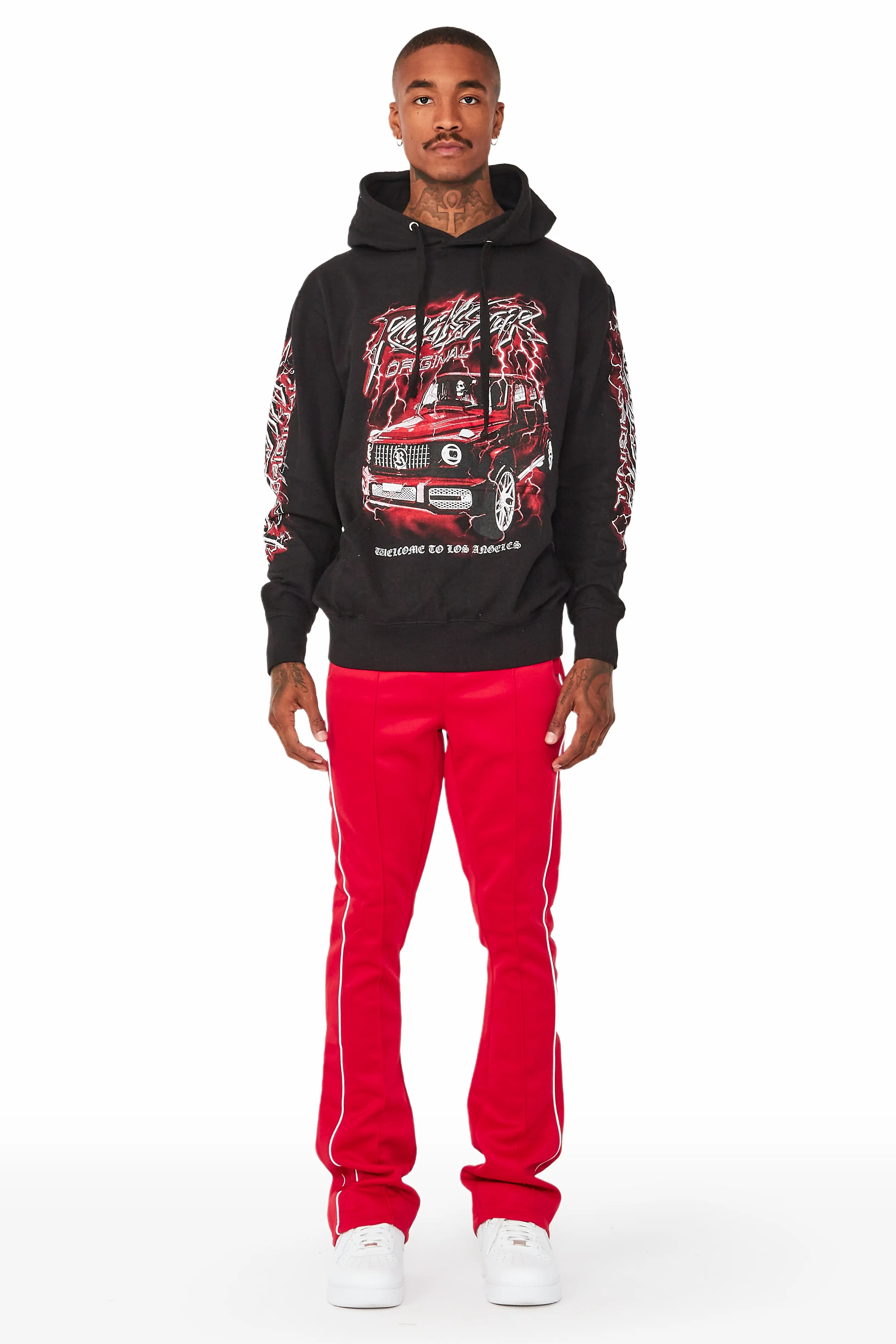 Hai Black/Red Graphic Hoodie Track Set Athletic Men's High