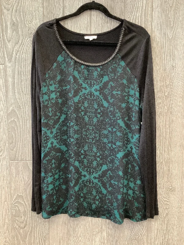 Top Long Sleeve By Maurices In Black & Green, Size: 1x Confident Men's Power