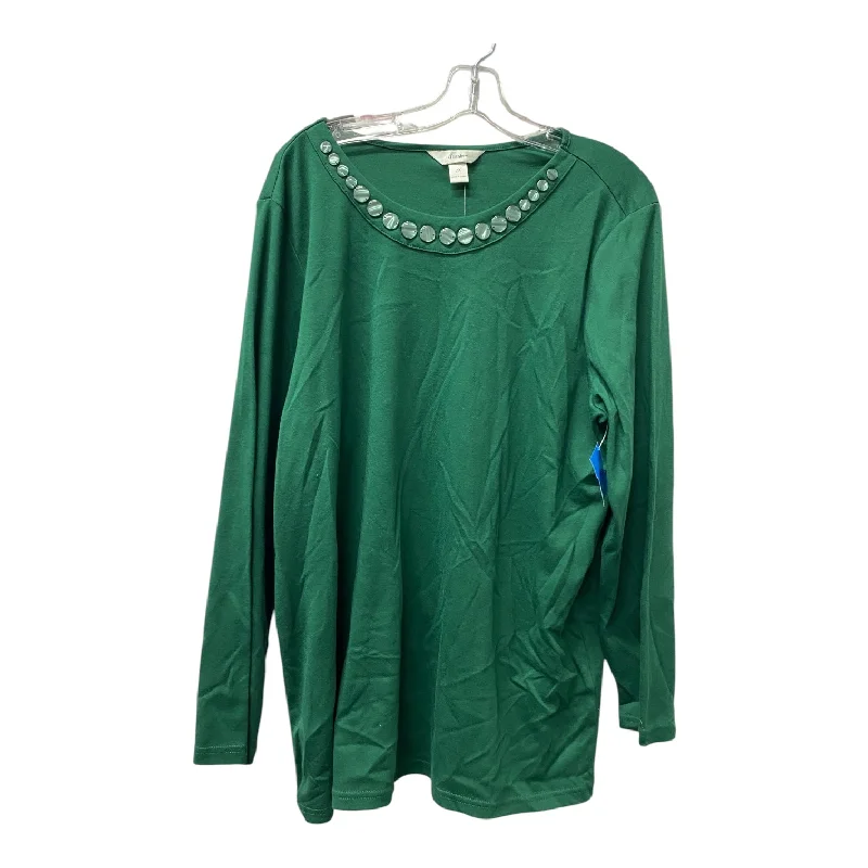 Top Ls By Cj Banks In Green, Size:2X Casual Men's Loose