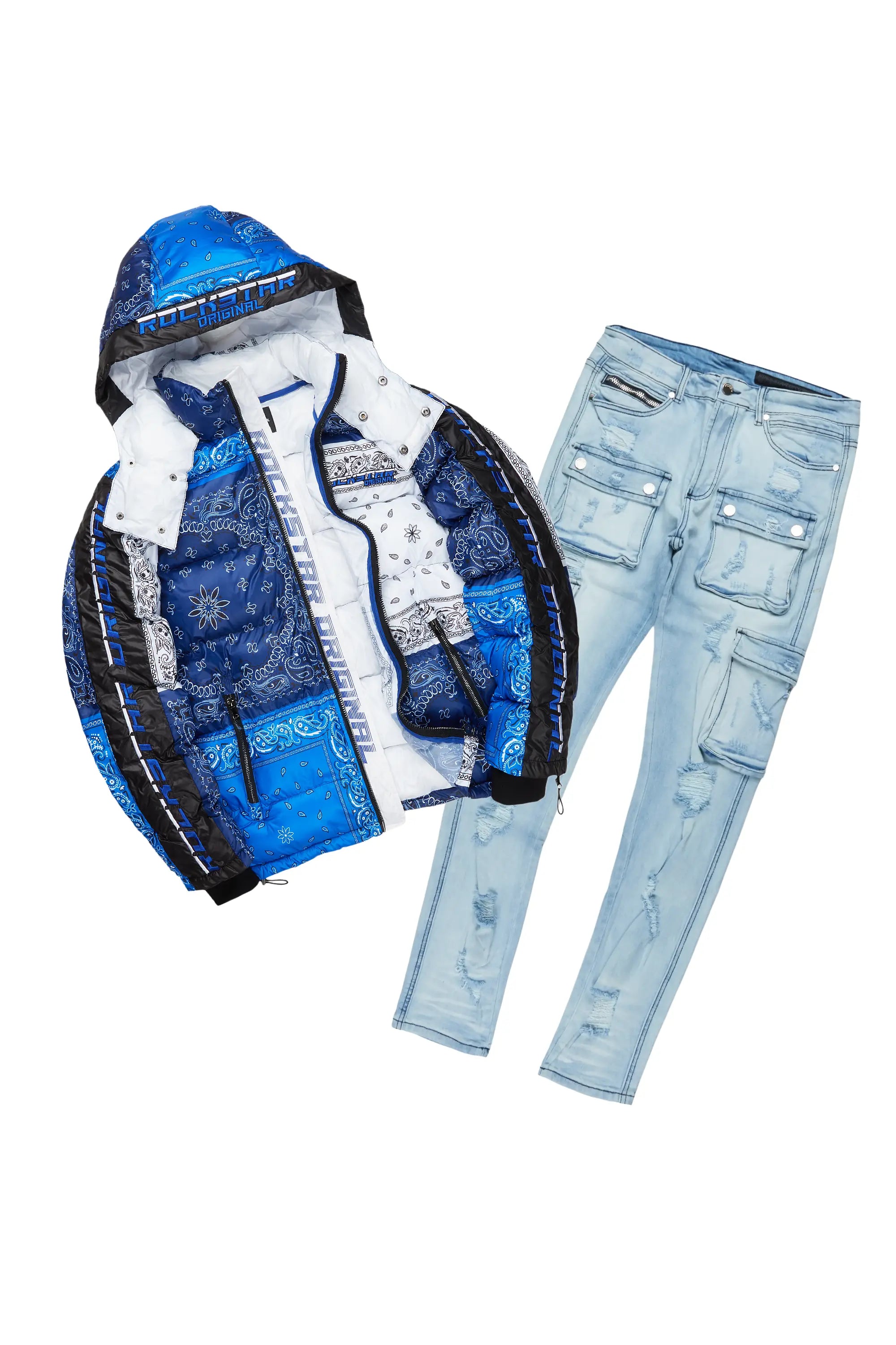 Kyro Puffer & Kap Blue Cargo Jean Bundle Modern Men's 