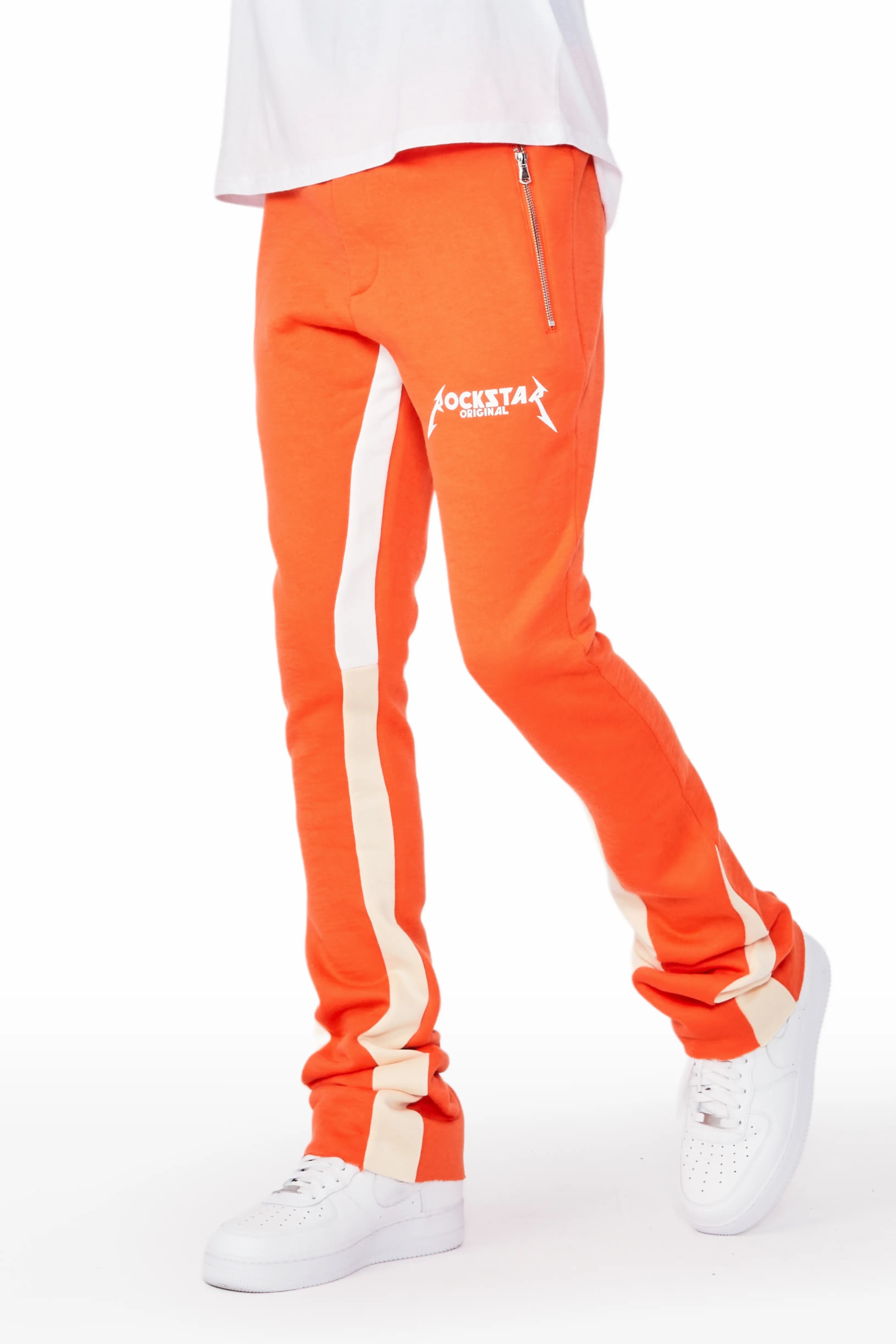 Everest Orange Stacked Flare Track Pant Elegant Men's Formal 