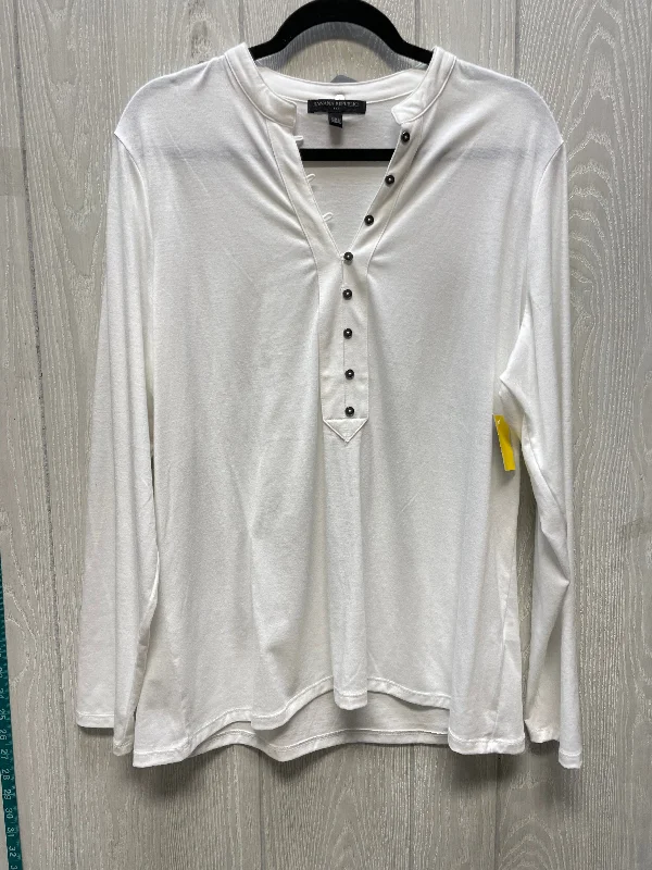 Top Long Sleeve By Banana Republic In White, Size: 1x Gym